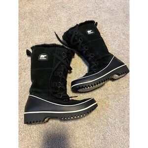 SOREL Tivoli High II Winter Boots Lace Waterproof Size 8 TALL BLACK
